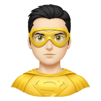 Superhero with yellow mask and white goggles that shows his black hair sticker