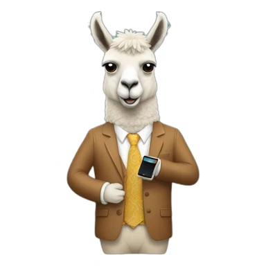llama de traje con un celular  sticker