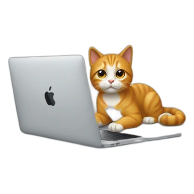 cat with a macbook sticker