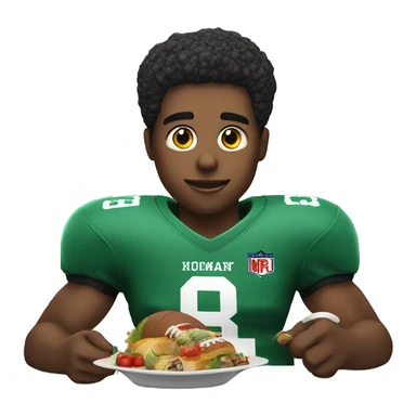 A football player eating sticker