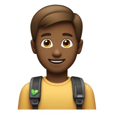 Create an emoji of a boy with brown hair and not-so-brown skin holding a Nintendo Switch and winking sticker