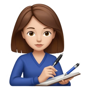 woman journaling with a pen sticker