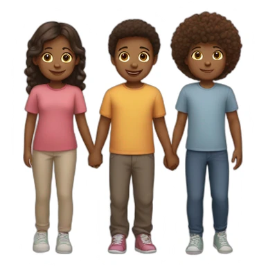 Four kids holding hands sticker