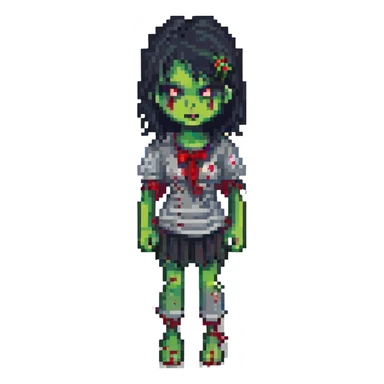zombie girl with black hair sticker