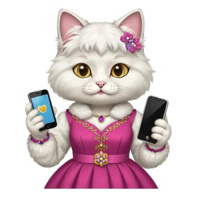 russia cat with custome dress and smartphone sticker