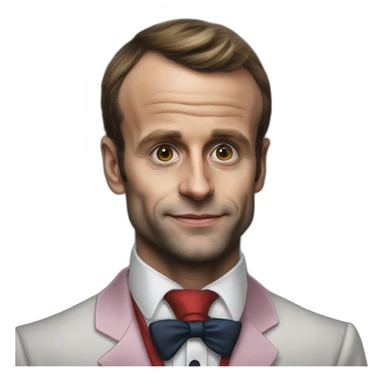 Macron as buggy d clown hyper realistic sticker