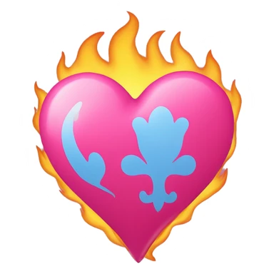 Un cœur de la couleur rose avec des flammes  sticker