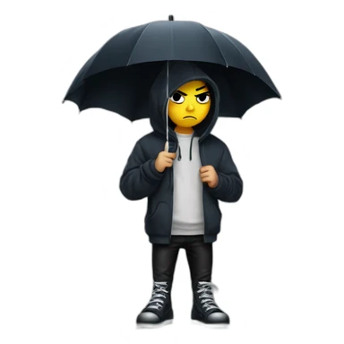 Angry emo kid in hoodie with umbrella in rich owens shoes sticker