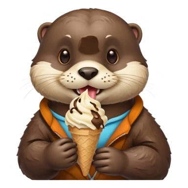 otter eating icecream sticker