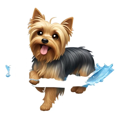 playful Yorkshire Terrier cooling off vigorously sticker