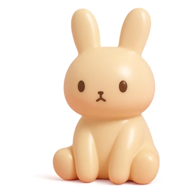 milk tea bunny sitting still with blank stare, vinyl figure style sticker
