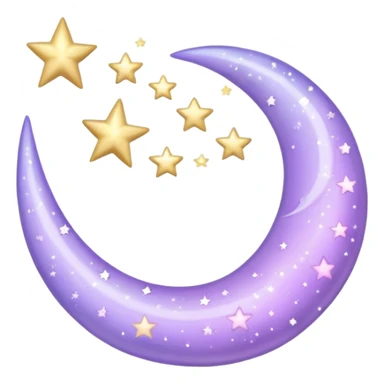 Beautiful sparkly glittery shiny pretty hanging pastel lilac lavender Violet crescent and stars scenery aesthetic decorations sticker