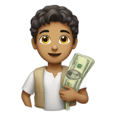 Qatari boy with money sticker