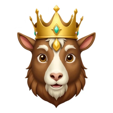 a goat with a king crown sticker