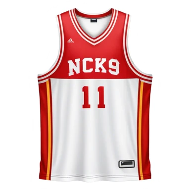 Cinematic Realistic image of a basketball jersey rendered in bold team colors with finely textured fabric and realistic creases, set against an energetic court backdrop with bright, dynamic lighting sticker