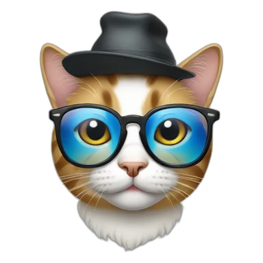 Cat in glasses wearing hat sticker