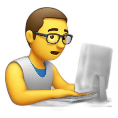 A man working on the computer, sweating from work sticker