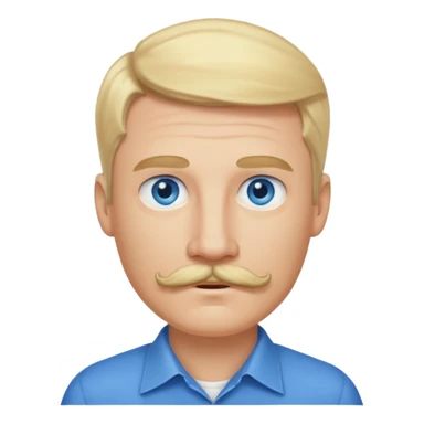 guy with blond hair, mustache, and blue eyes sticker