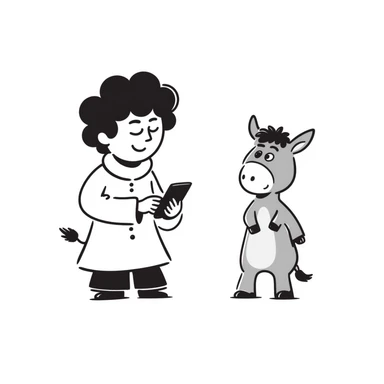 Shrek and Donkey texting on their phones in doodle style sticker