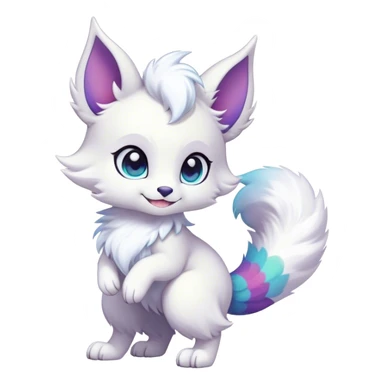 Kawaii bright fantasy ethereal anthro fursona Fakemon with tufted tail  sticker