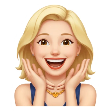 woman laughing with hands around neck  sticker