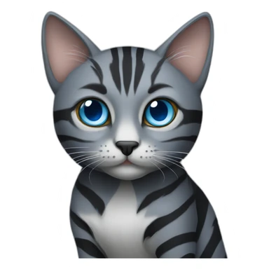 Striped gray & black cat with blue eyes sticker