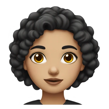 Turkish girl with black curly hair and some make up sticker
