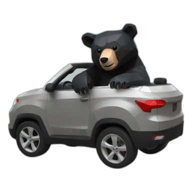 Lowpoly black bear with in car sticker