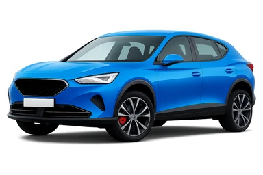 Make the bright navy blue car color 15% brighter, keeping it vivid and rich. Maintain the background transparent and the logo removed. Preserve all original details and style exactly as in the reference image. sticker