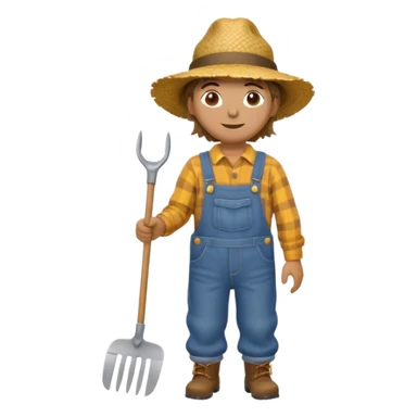 Scarecrow, Dressed like a farmer with overalls, straw hat, and a rake tucked in one arm. sticker