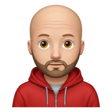 Bald man with red hoodie and short beard sticker