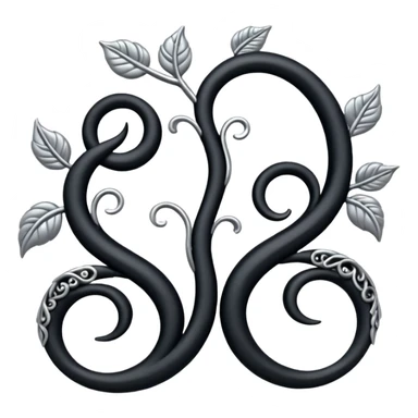 Black and silver filigree vine design, 3D, extremely detailed design sticker