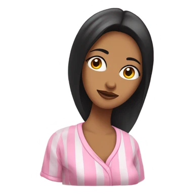 Mujer morena de cabello negro con pijama rosada sticker