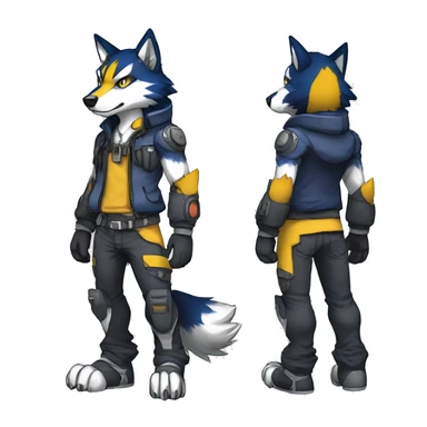  Cool Edgy Colorful Anthro War-Digimon-Fakemon-Wolf with edgy markings full body sticker