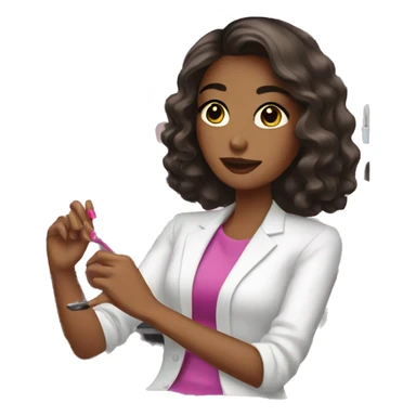 Brunette Girl getting a manicure at nail salon sticker