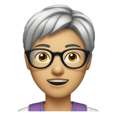 A short haired lesbian with glasses who is angry and fumes out her ears sticker