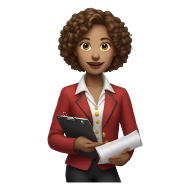 Woman brown curly hair circus director sticker