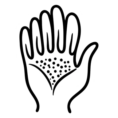 hand with mineral fertilizer granules sticker