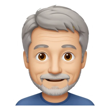 homme 60 ans cheveux gris court et décoiffés petite barbe sourir sticker