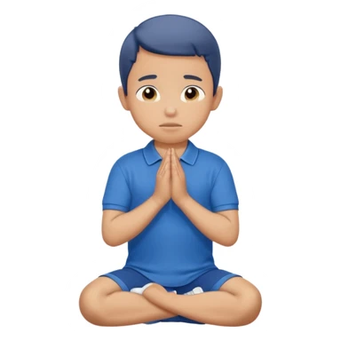 In Niño arrodillado orando con polo azul sticker