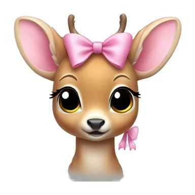 baby deer with fairy wings and a pink bow around its neck  sticker