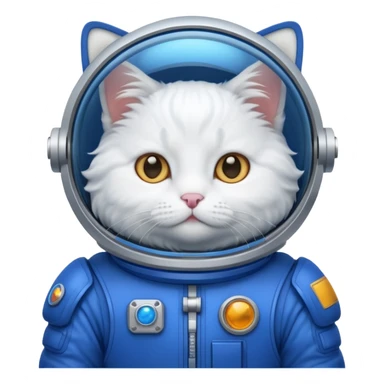white cat blue Astronaut sticker