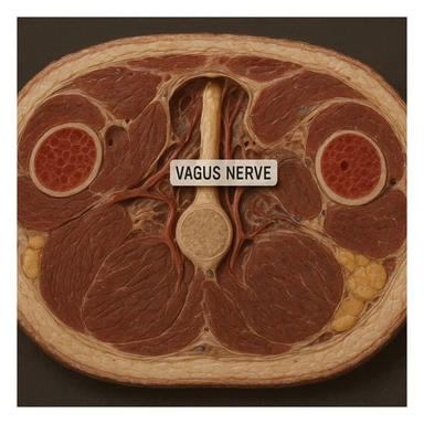 vagus nerve seen in transverse section of the neck, hyper realistic 4K style, anatomical details, natural colors sticker