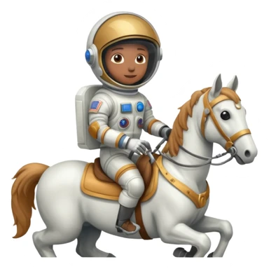 An Astronaught riding a horse and the horse has a space helmet on sticker