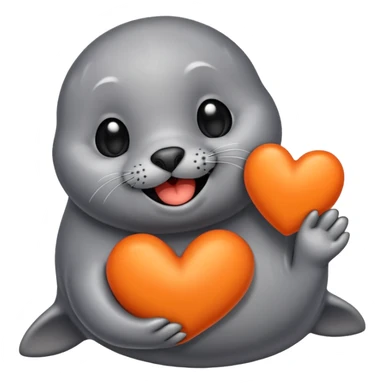 a seal in love with orange heart sticker