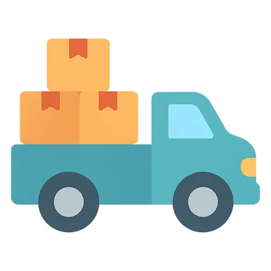 a delivery truck with boxes, flat color style sticker