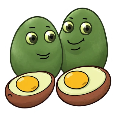 Two boiled eggs and two breakfast sausage  sticker