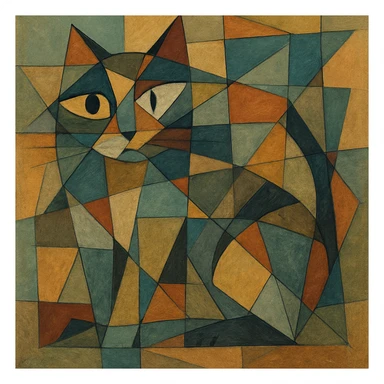 cubist abstract cat, geometric shapes, muted colors sticker