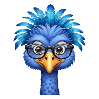 Blue Ostrich with eyeglasses sticker