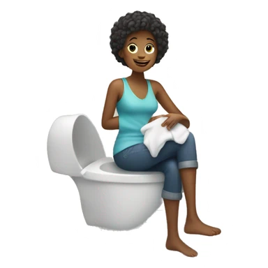 Woman sitting in bathroom  sticker